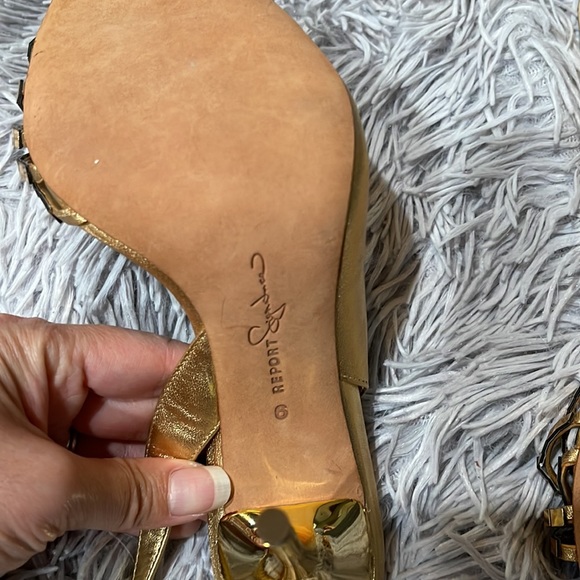 Report Signature gold leather open toe slingback heels NWOT - Picture 6 of 7